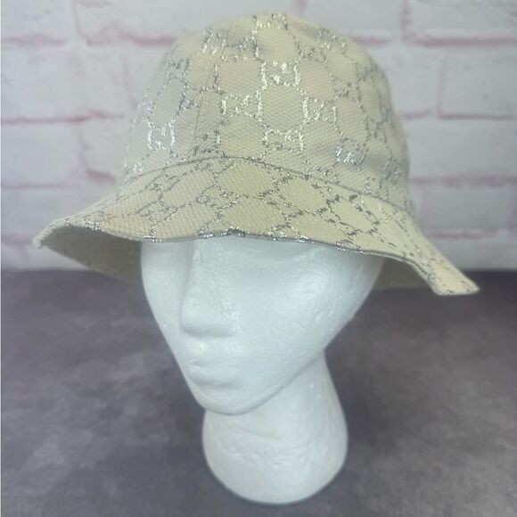 Gucci GUCCI Canvas Lame GG Monogram Bucket Hat M Silver - Picture 2 of 10
